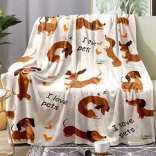 Dachshund Blankets, Weiner Dog Blanket, I Love Dachshunds Blanket for Adults Sup