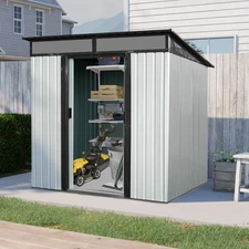 6x5 ft Outdoor Storage Shed Metal Garden Tool Shed with Lockable Doors for Patio