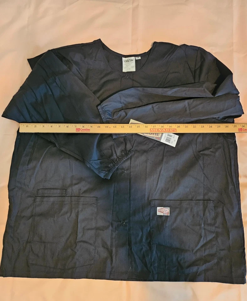 Chaqueta Médica ScrubZone Negra Frontal a Presión Talla 2XL Nueva con Etiquetas Foto 2 de 4