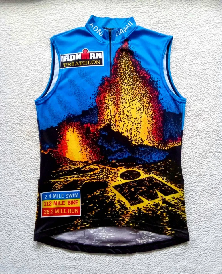 RARE VTG 90s Ironman Triathlon Kona Hawaii USA Made Cycling Jersey Vest — M/L - Image 2 of 4