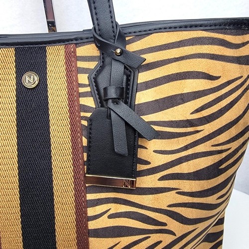 NATUALIZER Animal Print Tote Bag - Black and Tan - Picture 3 of 9