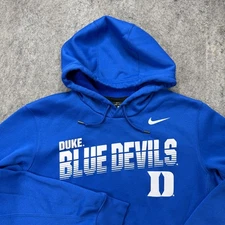 Duke Blue Devils Nike Hoodie Men L Blue Pullover Fleece Performance Sweatshirt