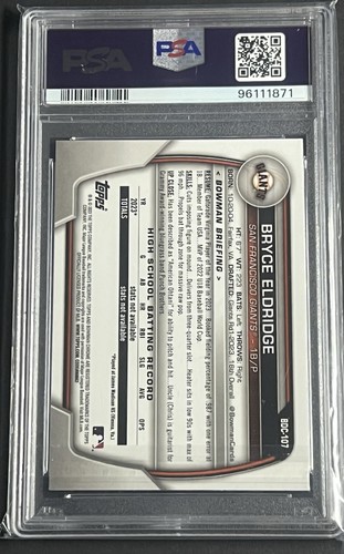 2023 Bowman Draft Bryce Eldridge Green Grass Refractor 69/99 PSA 10💎 - Picture 2 of 2