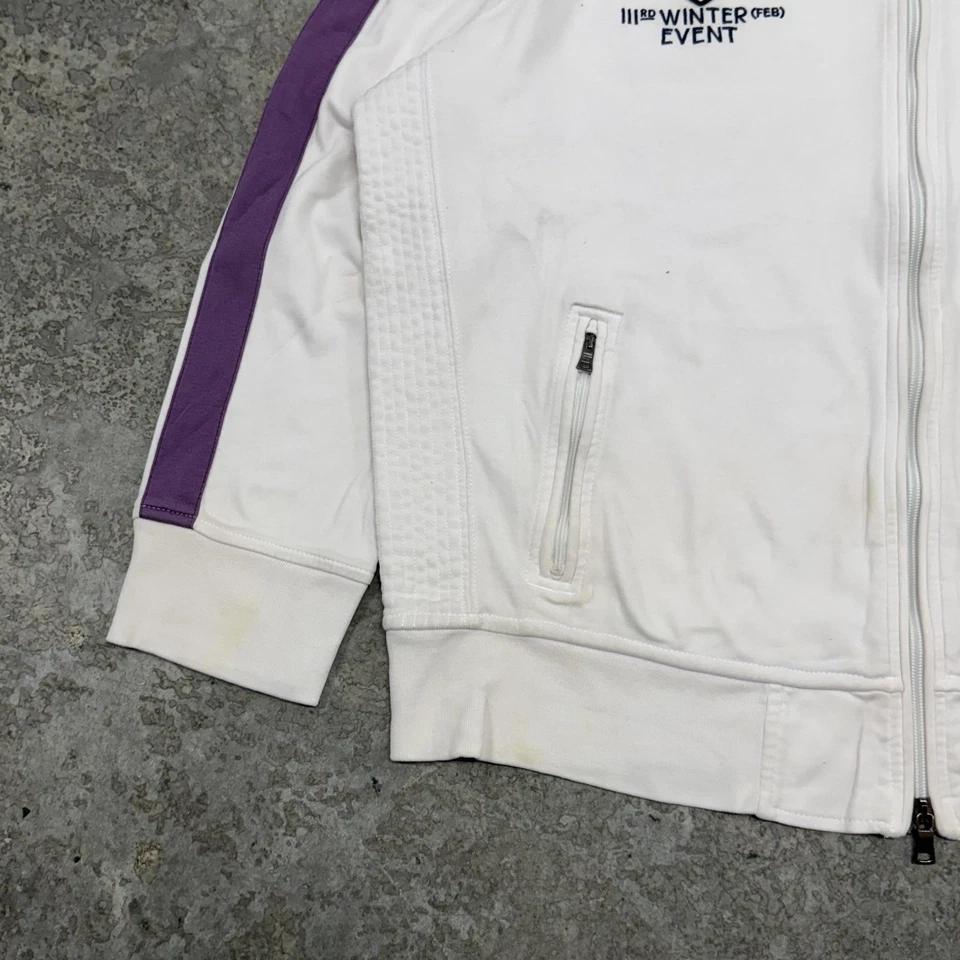 Chaqueta deportiva vintage Polo Ralph Lauren para hombre X-grande blanca púrpura Big Pony cremallera Foto 2 de 4