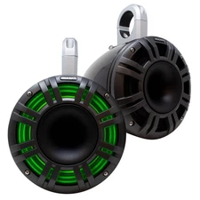 Kicker KMXL Tower Speaker Bundle - 8" Marine Wake Tower Pods, Black, RGB LEDs