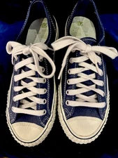 PF FLYERS WOMEN’S NAVY BLUE LEATHER RUBBER TIP SNEAKERS, Size 10