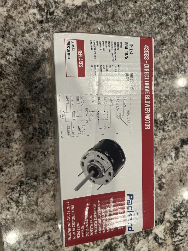 Motor de soprador Packard 43583 acionamento direto novo na caixa - Imagem 3 de 4