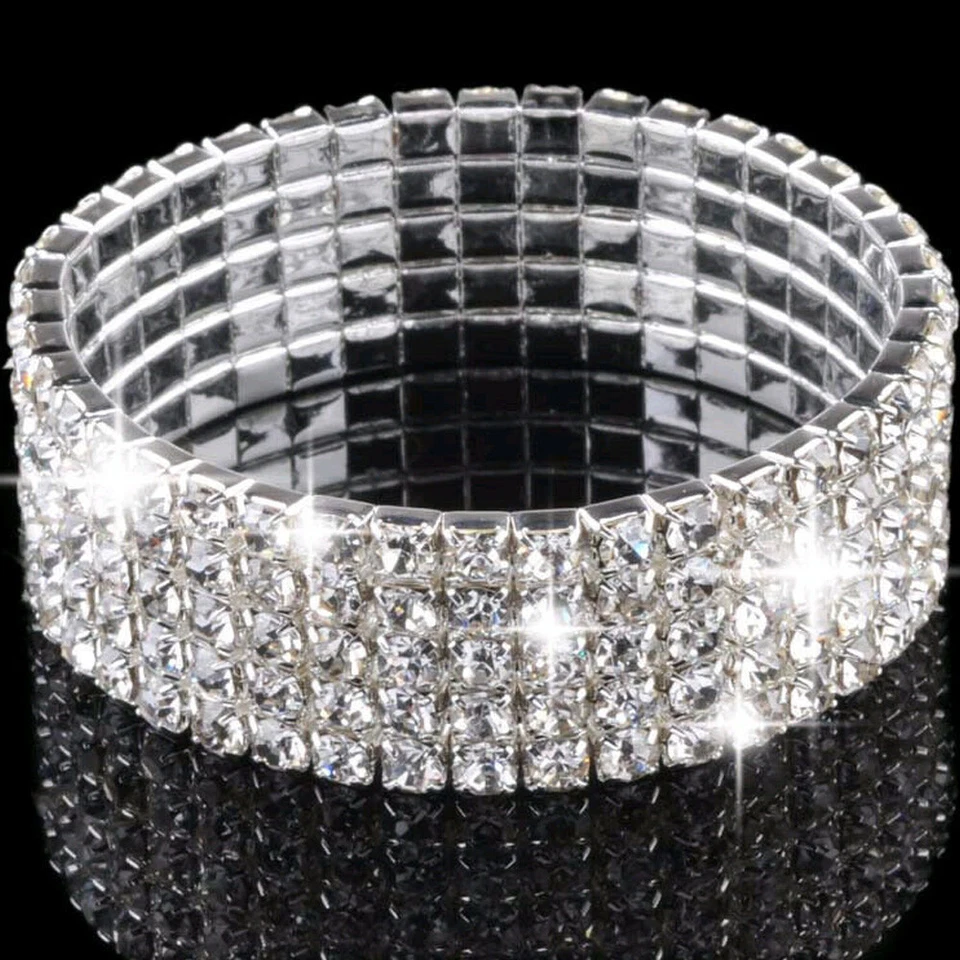 Damen Armband Strassarmband Strass Armschmuck Armreif Stretch Silber Modeschmuck - Bild 2 von 4