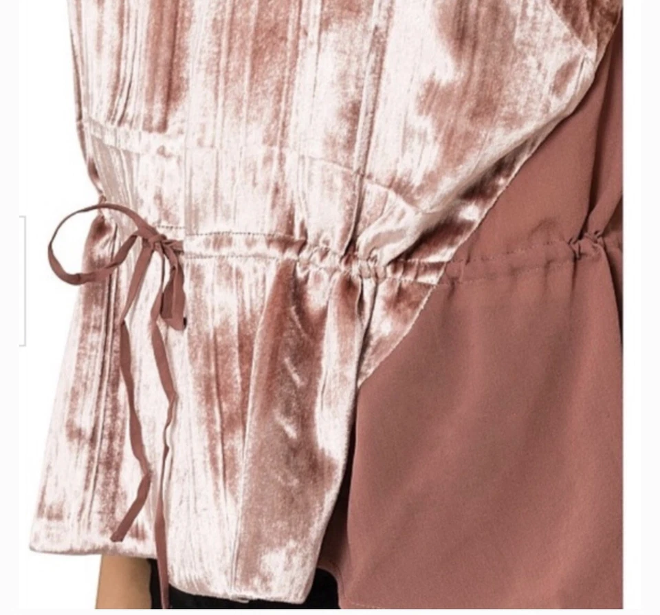 $200 J Brand Women'S Pink Velvet V-Neck Peplum Sleeveless Party Cami Top Size S - Image 4 of 4