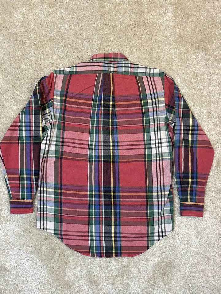 Vintage Ralph Lauren Shirt Mens Medium Multicolor Plaid Long Tail Brushpopper - Image 2 of 4