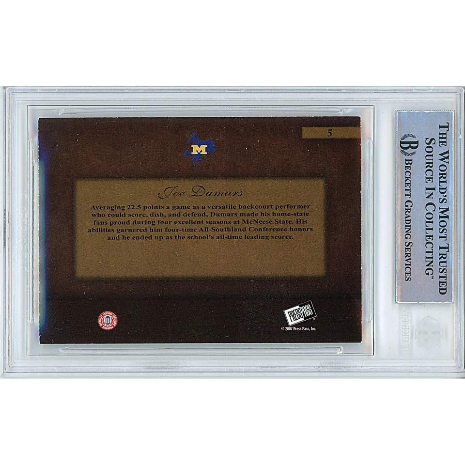 Joe Dumars Signed 2007-08 Press Pass Legends #5 Pistons Beckett BAs Slabbed Auto - Image 3 of 4