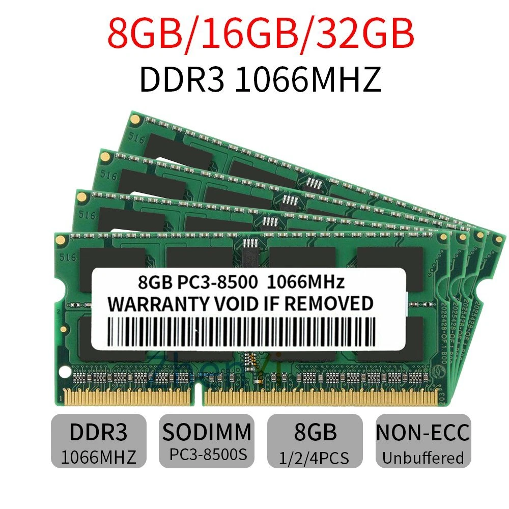 Mémoire RAM 16 Go (2x8 Go) DDR3 1066 MHz Pour PC Portable - Compatible SODIMM - Neuf