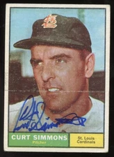 Curt Simmons #11 signed autograph auto 1961 Topps Baseball Trading Card