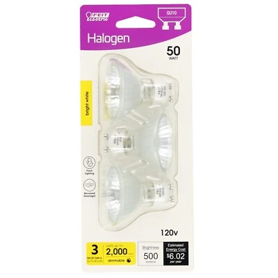 FEIT ELECTRIC Feit GU10 Bulb, 50W MR16 500 Lumens Bright White Light Bulbs