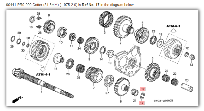 HONDA ACURA GENUINE OEM NSX Cotter (31.5MM) (2.3-2.325) ☆ 90454