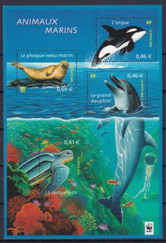 Hoja Francia 2002 Fauna, Animales, Vida Marina Estampillada sin montar o nunca montada - Imagen 1 de 1