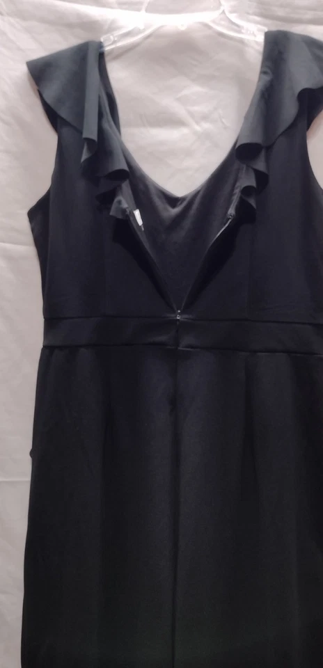Tahari Arthur S. Levine Womens 12 Jumpsuit Black Sleeveless Ruffles Wide Leg - Image 4 of 4
