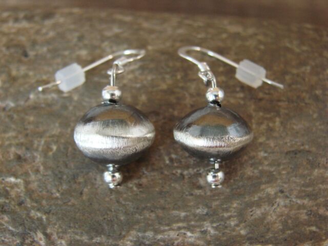 Sterling Silver Navajo Pearl Dangle Earrings by Jan Mariano