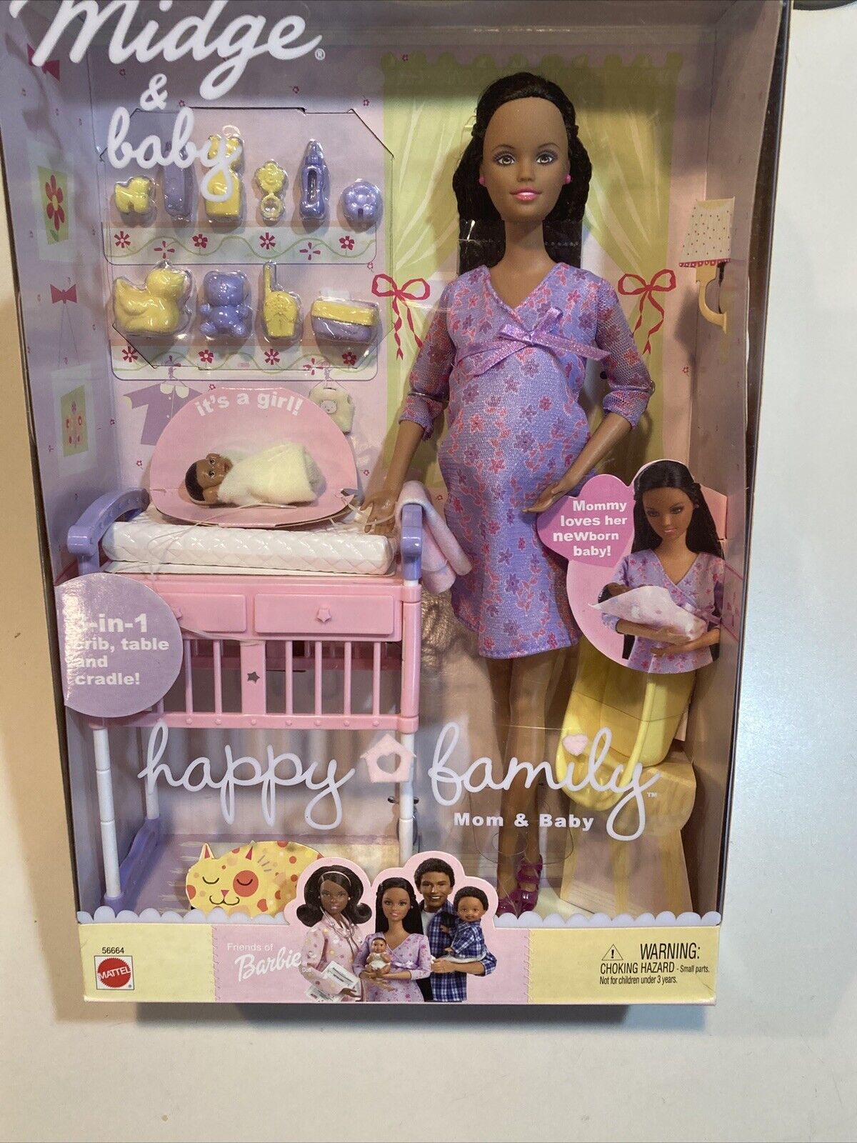 Barbie Happy Family ~ 2002 Controversial Pregnant Midge & Baby Girl #56663  NRFB 74299566639