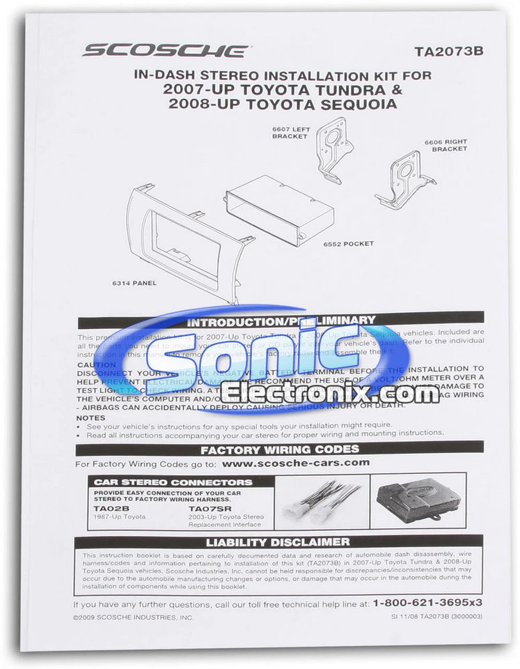 Scosche TA2073B Single/Double DIN Installation Dash Kit for Select 2007+ Toyota - Image 3 of 4