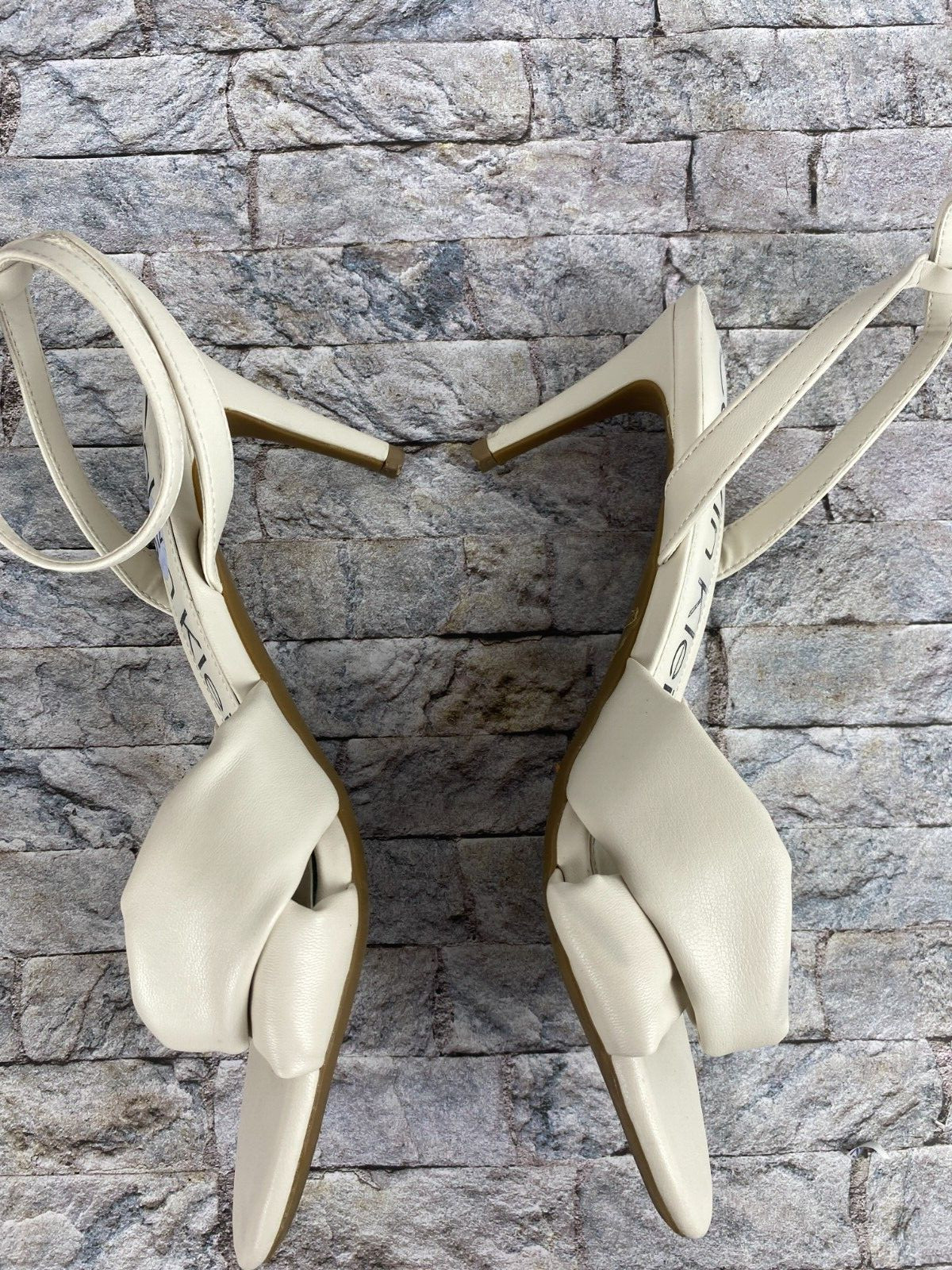 Calvin Klein Women's Sz 8.5 White Round Toe High Heels With Ankle Straps thumbnail 8