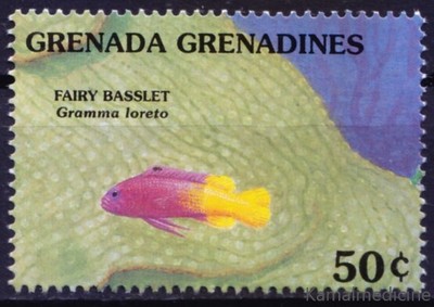 Grenada Grenadines 1991 MNH, Fairy Basslet (Gramma loreto), Marine Life, Fish  
