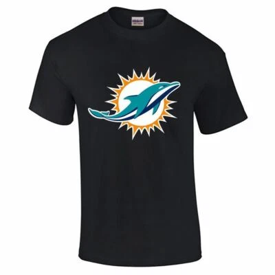 AMARE FEECHI Mens Boys Miami Dolphins Print Top Casual Wear Fitness T Shirt Sports Cotton Tee