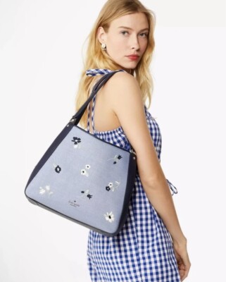 トートバッグ Kate Spade Leila Floral Triple Compartment Shoulder Bag Kate Spade Leila Floral Embroidered Medium Triple