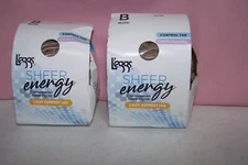 (2) L'eggs Sheer Energy 2 Pair. Light Support Leg B Nude #97756 Control Top NEW