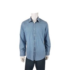 Hugo Boss Mens XL Obert Gingham Check Regular Fit Button Up Shirt Blue Worn Once