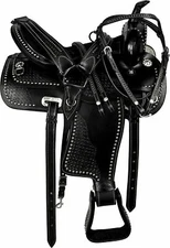 Premium Leather Black Saddle Western Pleasure Trail Barrel Racing Adult Horse