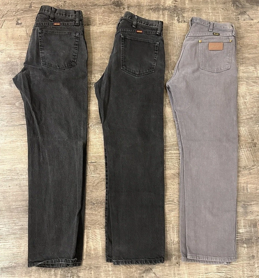 Wrangler & Rustler Jeans Lot of 3 Black/Gray 34X32  - Image 2 of 4