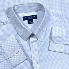 Mizzen Main Shirt Men Large Whit Grid Check Button Up Performance Classic Fit