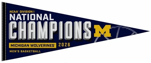 Michigan Wolverines Basketball 2026 NCAA NATIONAL CHAMPIONS 12x30 Felt PENNANT
