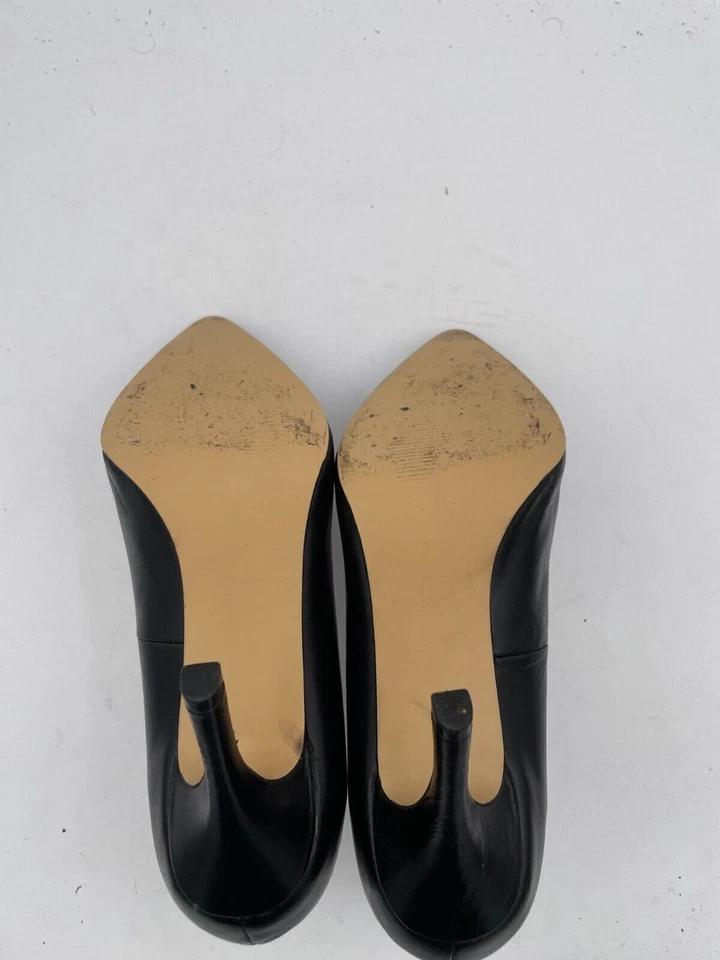 Zapatos de tacón Fitzwell de cuero para mujer talla 8 negros punta de aguja sin cordones Foto 4 de 4