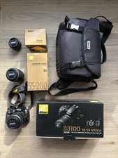 Nikon D3100 AF-S DX NIKKOR 18-55mm VR Lens + 55-200mm VR + 50mm f Lenses + Bag