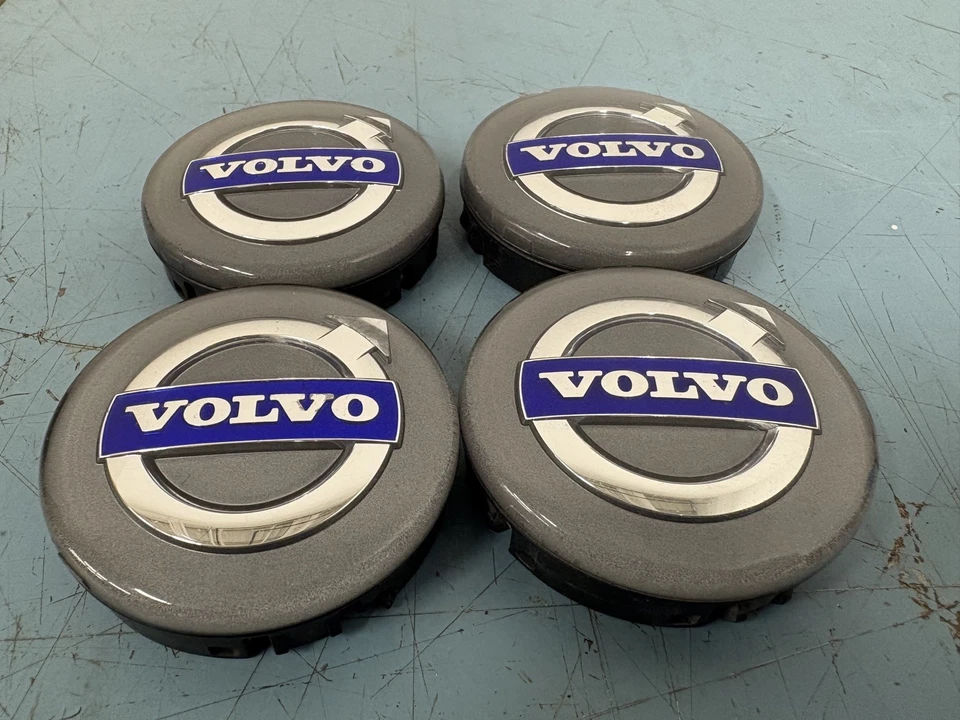 Volvo Iron Mark Wheel Center Cap Set Silver/Blue #30666913 S60/XC60/S40/S80 ETC - Image 2 of 4