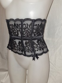 Gorgeous Black ANN SUMMERS Under Bust Boned Waspie girdle Waist Clincher Size 14