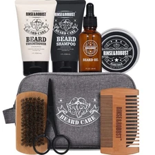 Beard Kit for Men – Oil & Balm Grooming Travel Set w/ Toiletry Bag, Gift for Him