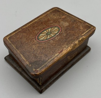 Antike viktorianische Holz Schmuck Schnupftabakdose handbemalt klein Andenken
