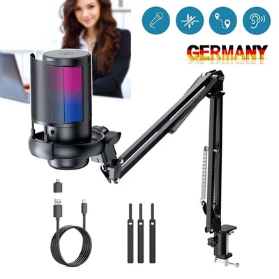 MARKENLOS Gaming USB Mikrofon PC RGB Microphone Streaming Podcast Studio Kondensator Mac