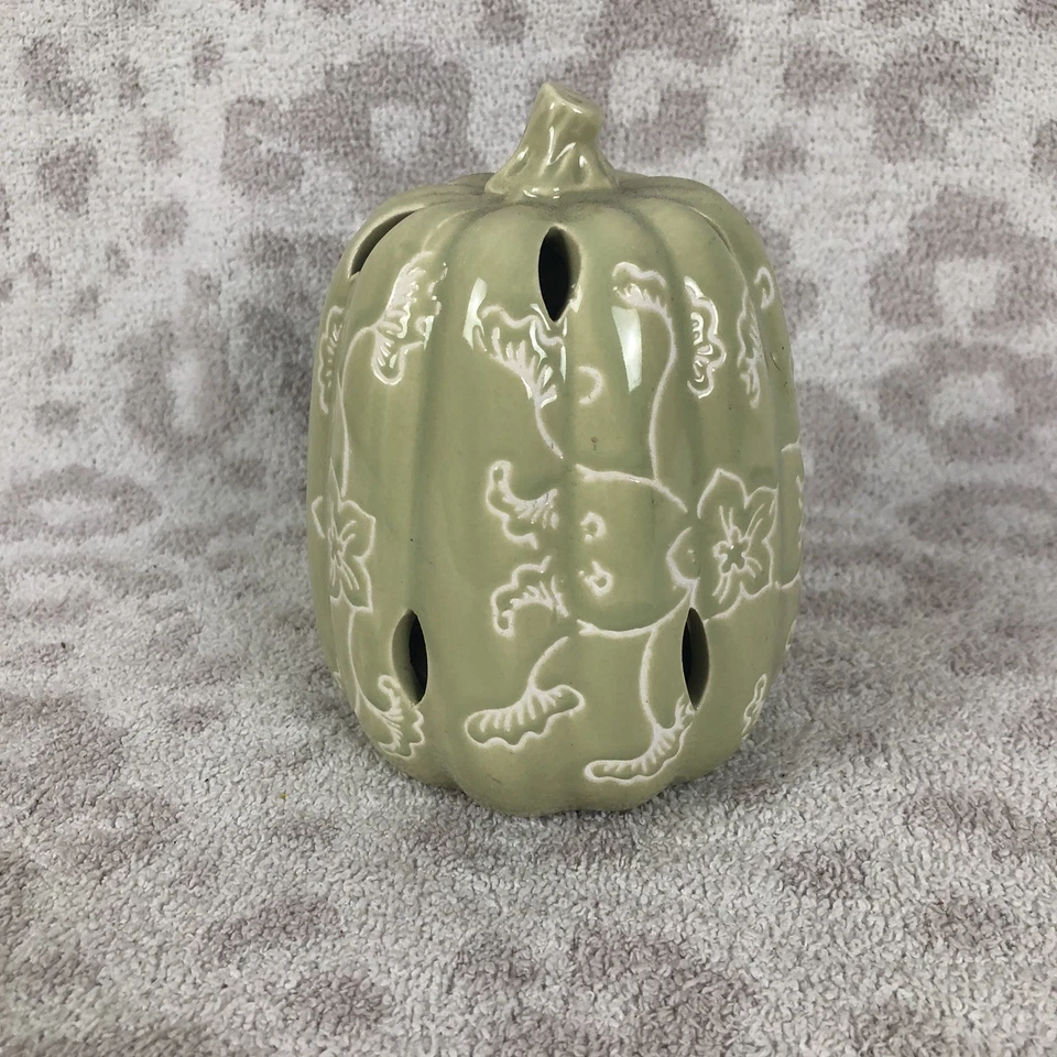 Tarro de calabaza de cerámica verde salvia clásico de 6" candelabro popurrí Foto 2 de 4