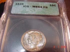1935 Mercury Dime  ICG MS64 FB  Silver over  $83.00