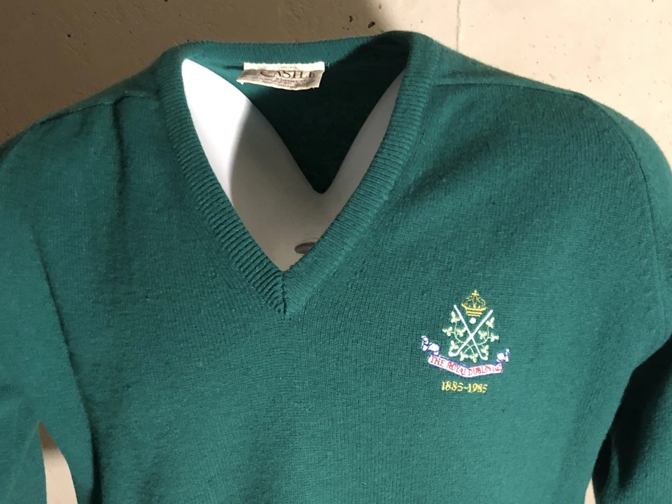 皇家都柏林高尔夫俱乐部爱尔兰制造复古羊毛毛衣 44 超棒 Portrush — 第 4/4 张图片