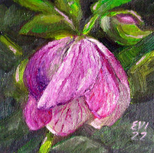 Hellebores Original Oil Painting Floral Wall Art Small Ar Canvas board 4x4 inch