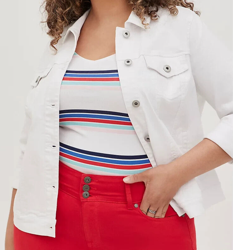 Torrid Denim Long Sleeve Button Up Front Jacket White 3 3X 22 24 # ...