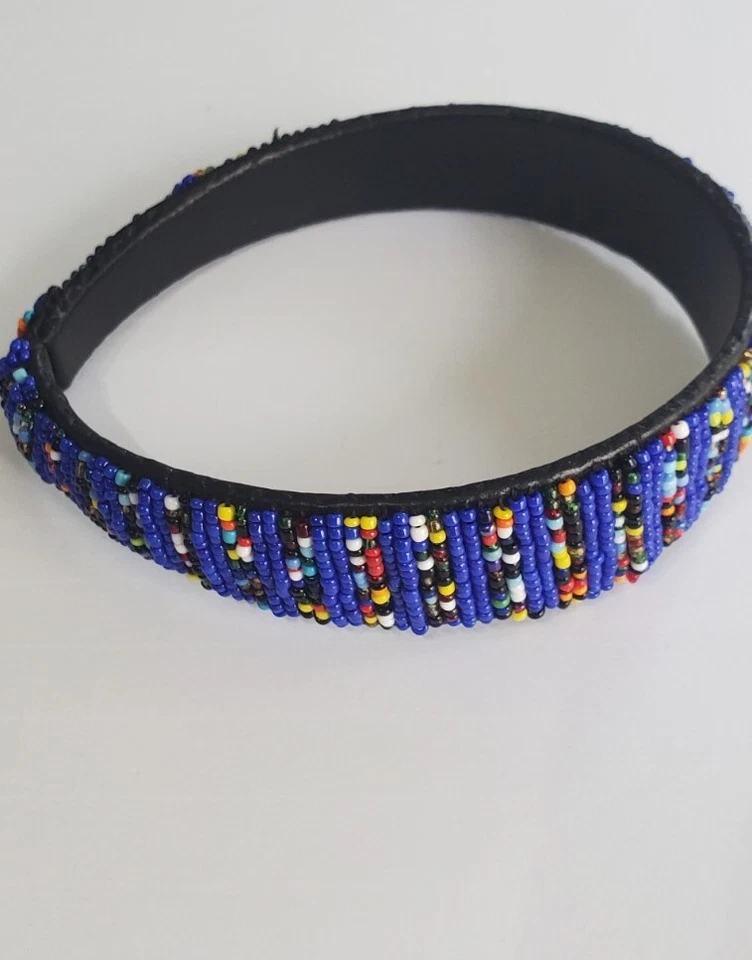 Handmade Seed Bead headband. Multicolor seed bead headband. Kenyan Headband. - Image 3 of 4