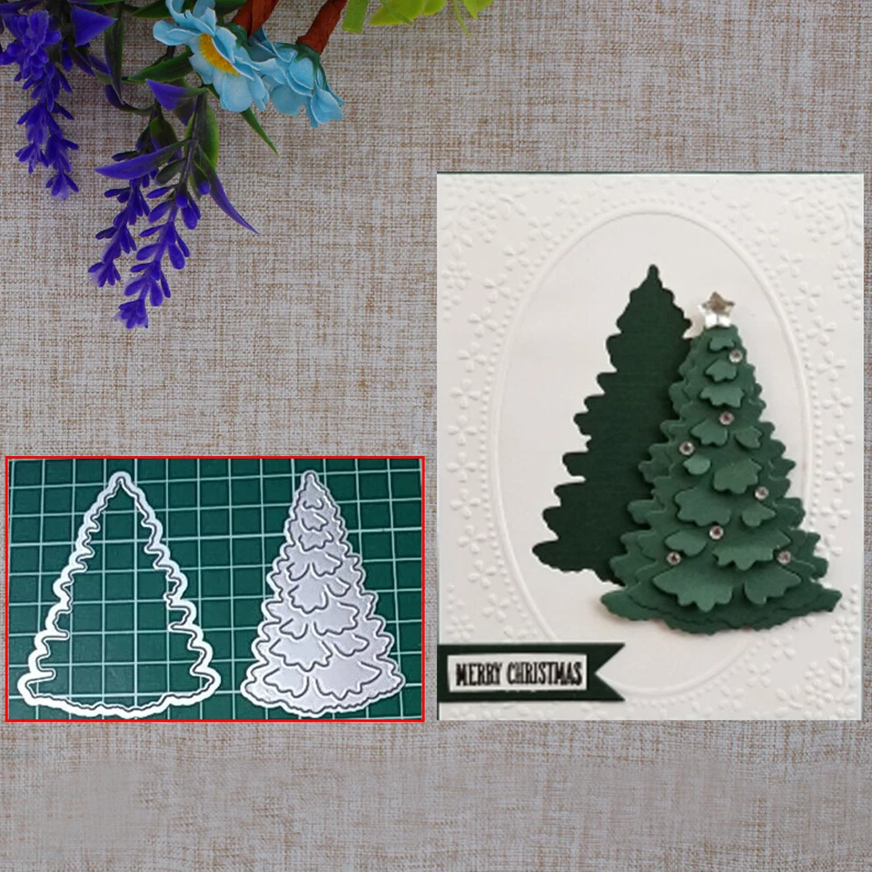 DIY Christmas Tree Metal Cutting Dies Scrapbooking Paper Cards Craft Stencil Set - Image 2 of 4