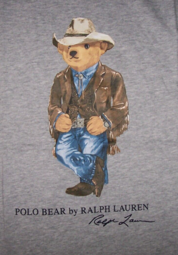 NWT Polo Ralph Lauren Heather Gray COWBOY BEAR Tee Shirt Boy's 4/4T  Signature | eBay