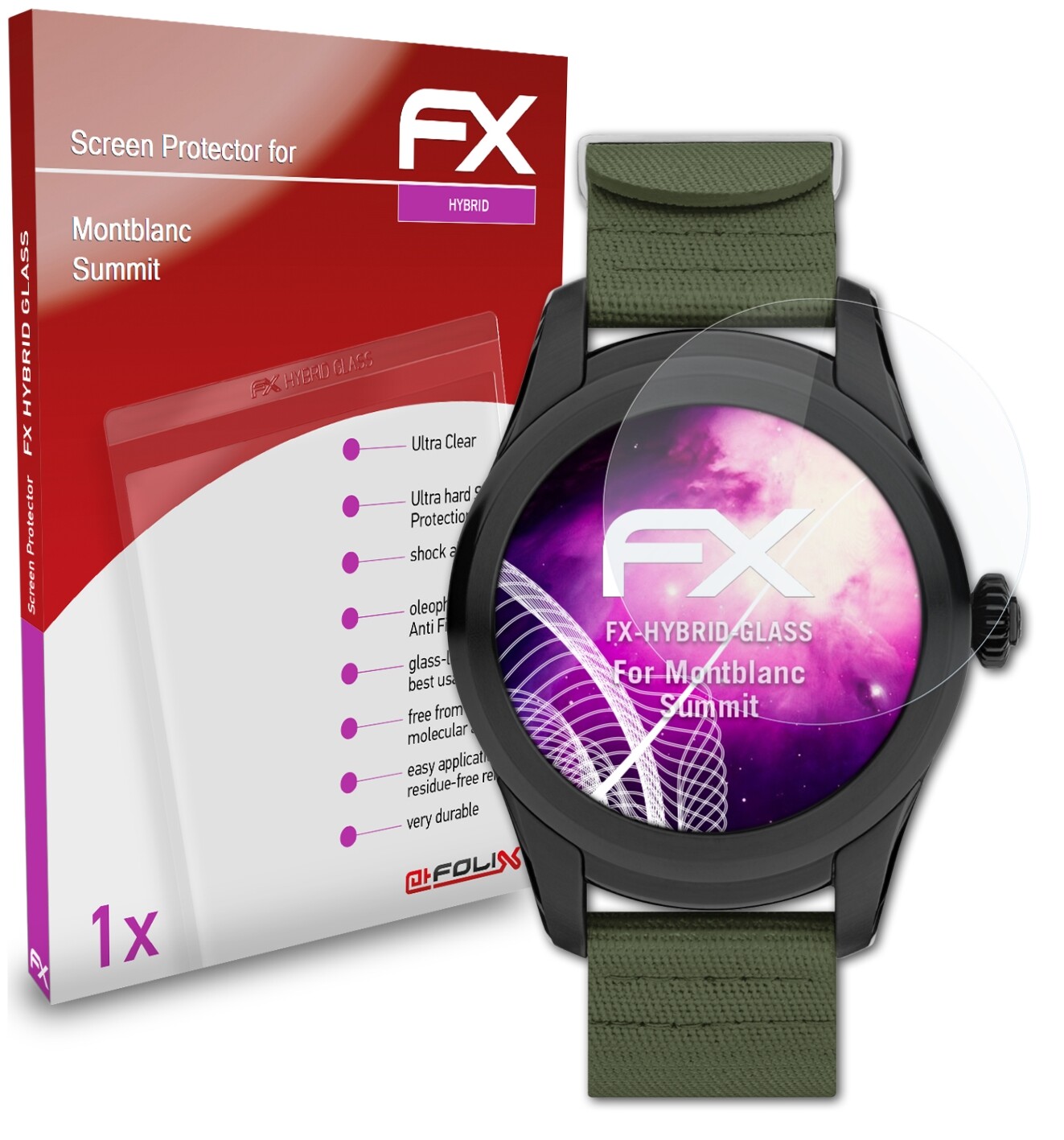 atFoliX Película Vidrio para Montblanc Summit 9H Armadura protectora